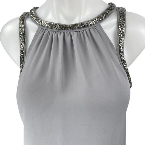 Express Gray Beaded Jeweled Rhinestone Sleeveless Cami Blouse Tank Top Size S - Picture 3 of 6